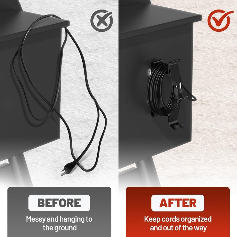 Coinicxcel All-Metal Magnetic Power Cord Organizer with Strong Magnet, Cable Holder for Most Wood Pellet Grill Smoker with Open Plug Slot & Hook, Suit for Traeger Grill Accessories, BBQ Accessories - Image 2